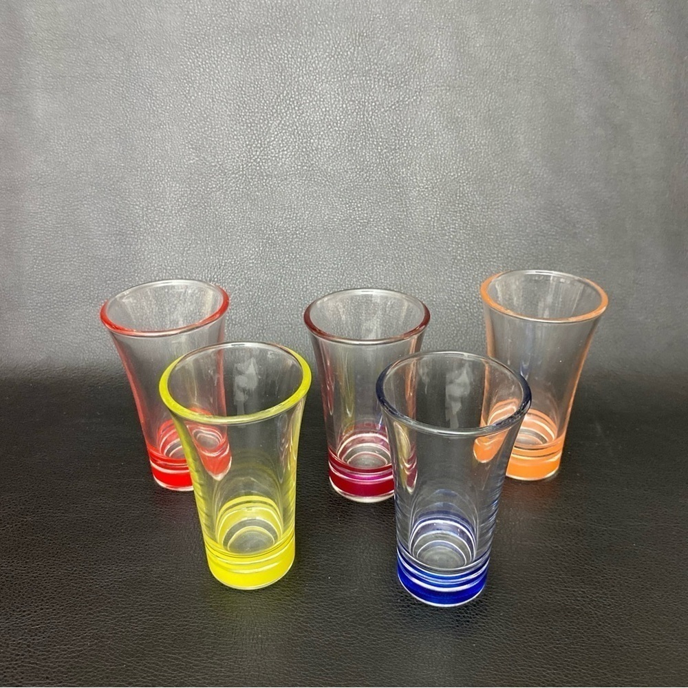 3.5” Shot Glasses Set Of 5 with Color Bottoms.